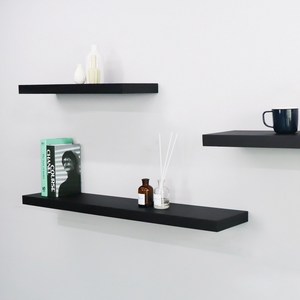 인테리어 무지주 벽선반 벽걸이선반 800, 블랙