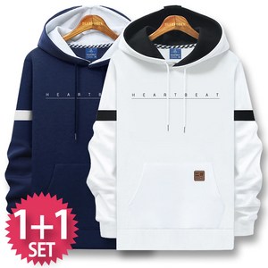 블루포스 덴리슨 후드티 1+1세트 2장 묶음 [국내생산] 남여공용 배색 기본핏 긴팔 티셔츠