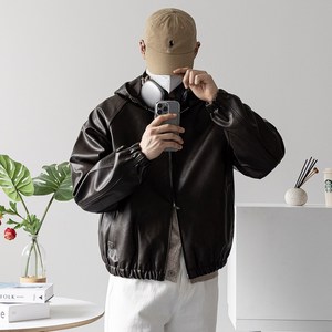 오나크 남자 투웨이집업 후드집업 라이더 오버핏 가죽 자켓