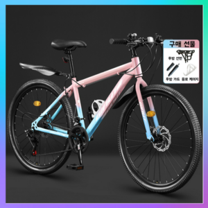 별별별 2025 남녀공용 자전거 21단 입문용 MTB 24인치 나들이 21인치 청소년 출퇴근, 1개, 170cm, 그라데이션 핑크