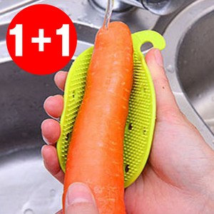 실리콘 야채 수세미 1+1 무세척 감자세척 당근세척 김장준비물, 야채수세미랜덤색, 2개
