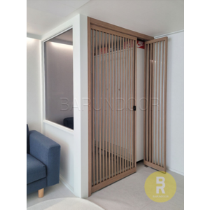 76번 ㄱ자중문 파티션 초슬림비대칭양개스윙 간살형 투명+미러강화유리 // 현관중문 시공비포함 소음차단 반려견안전 맞춤제작 아파트빌라중문, 1개