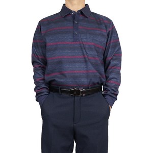 클래시코 남자 중년 남성의류 겨울 가을 신사복 밀리 카라티 긴팔 줄무늬 티셔츠 근무복 출근복 중년남성복쇼핑몰