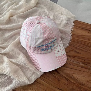 ins 작고 상큼한 성인 여자 플라워 자수 스냅백 한국판 무드 체크 선캡