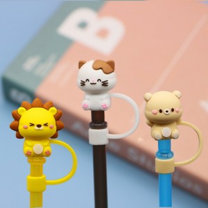 주니니몰 실리콘 빨대 뚜껑 마개 3P세트 캡 스토퍼, 3개, 동물3종