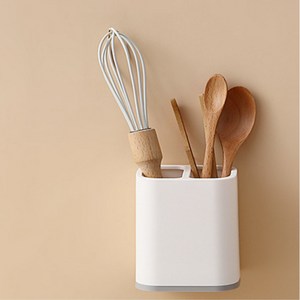 낌유스토어 물빠짐 스텐드 수저꽂이 2구 숟가락통, 1개, 화이트