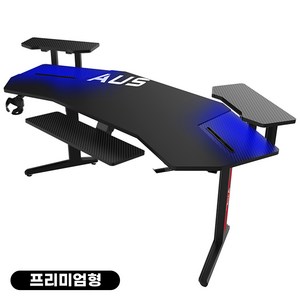 아우스 와이드 선반형 컴퓨터책상 프리미엄 카본 게이밍책상 JET LED 게이밍데스크 1800, 블랙
