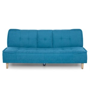 [NEW] 에보니아 씨어터 3인용 컵홀더쇼파베드 방수패브릭 쇼파침대 3인소파, 원목다리_아쿠아블루