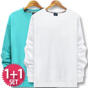 블루포스 엘리논 오버핏 맨투맨 1+1세트 [2장 묶음] 오버핏 긴팔티셔츠 커플룩 단체복