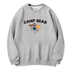 더팀 캠핑베어 남여공용 오버핏 특양면 맨투맨 (4컬러)