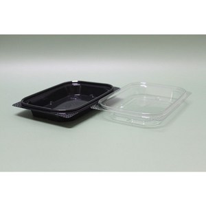 반찬 샐러드 포장용기 D-001 (투명/블랙) - 100개 -SET, D-001 (블랙) -100개 -SET
