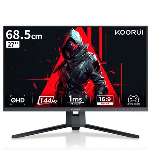 KOORUI 68.5cm 평면 게이밍 모니터 QHD VA 145HZ 27E1QA 블랙