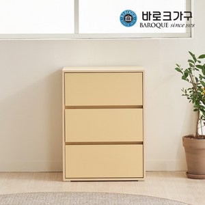 바로크가구 슬링 E0등급 3단 서랍장, 버터옐로우