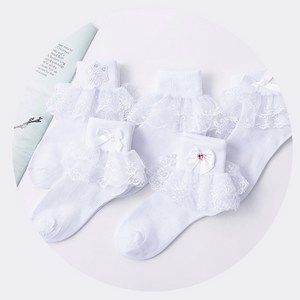 아이뿜 CS214 리본 진주 레이스 여아용 아동양말 5족세트