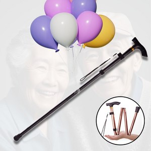 비앙르 가볍고튼튼한 노인 지팡이 접이식 길이조절, 1개, 블랙지팡이