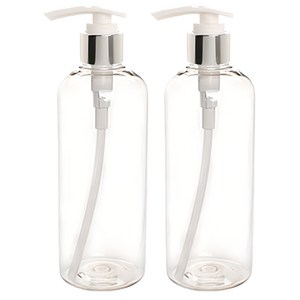 DT400 펌핑용기 400ml + 디스펜서, 용기 (투명), 캡 (실버), 2개
