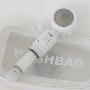 수이젠 여행용 미니 필터 샤워기 휴대용 샤워 헤드 세트 샤워기헤드+리필필터4개+방수파우치, 1개