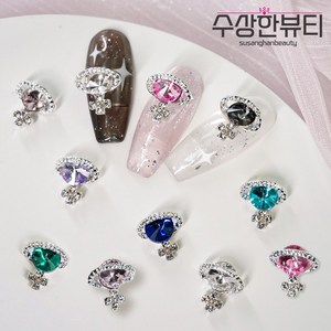 2pcs 우주 네일 파츠 7color 네일 스톤 라인석 큐빅 네일 파츠, 클리어, 2개