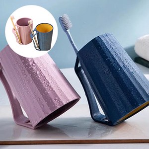 조이스프리 1+1 파스텔 거꾸로 양치컵 칫솔꽂이 스탠드 양치컵, 네이비+핑크