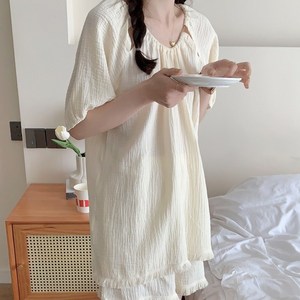 [러빙리] 세티드 여름 여성 반팔 원피스 잠옷 홈웨어 파자마세트