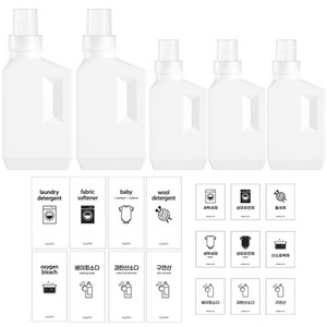 뉴앤룩 세제 리필용기 1Lx2개 600ml3개 + 방수라벨 17종, 화이트, 5개