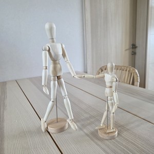 나무 구체관절 인체 목각인형 오브제 대 중, 2개