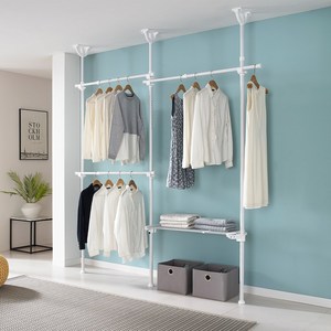 이지온 국민튼튼 EO-304W 드레스룸 시스템 행거 철제 고정식 설치형 옷걸이 선반 행거