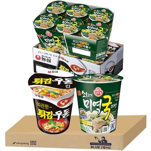블루존 튀김우동 소컵라면 62g (6입)+쇠고기미역국 소컵라면 60g (6입)