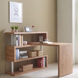 공간분리 인테리어 3단 책장 1600 ㄱ자 코너 컴퓨터 책상 세트 6컬러, 엘다