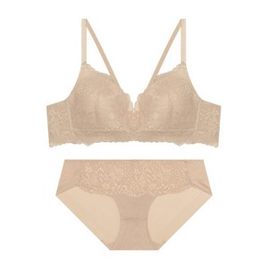 엘르 이너웨어 레이스 소프트핏 스킨 브라렛 팬티 세트