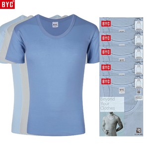 BYC 남성 런닝 5매 순면 비지니스 컬러 단색 티반 남자 메리야스 티셔츠 블루 청색 회색 5S_BYE1003