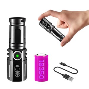 한손에 쏙 9cm LED 고출력 손전등 충전식 초경량 90g, 1개