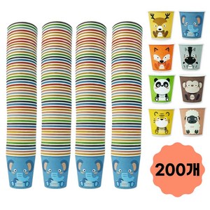 귀여운 동물 캐릭터 그림 종이컵 200개입, 1개