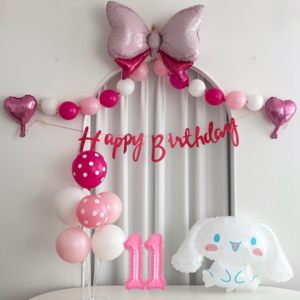 풀문랜드 산리오 마이멜로디 풍선 시나모롤 생일풍선 파티 세트, 1개, 시나모롤 핑크 숫자세트 11