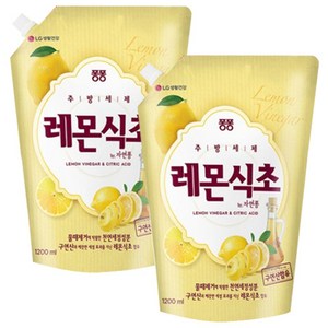 퐁퐁 주방세제 레몬식초 리필, 1.2L, 2개