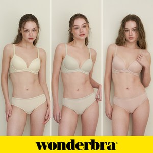 [Wonderbra] 퓨징 볼륨 노와이어 브라팬티 6종세트 크림+올리브그린+베이지 WBW4N333435_T