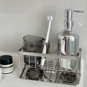 한마 올스텐 304 싱크대 무타공 세제선반 가정용 수세미 거치대 걸이대 주방용품 화장품 수납 욕실 자동 물빠짐 다용도 수납 건조대, 1개, 실버