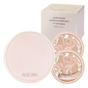에이지투웨니스 글로우 글래스 에센스 커버 팩트 케이스1p+리필2p, 21호 LIGHT BEIGE, 1세트
