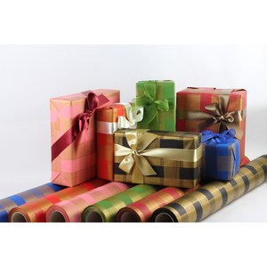 노크 골드체크 종이포장지, 1개, 분홍