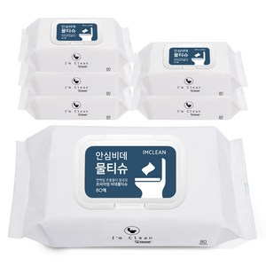 아임클린 저자극 안심비데물티슈 캡형, 6개, 80개입