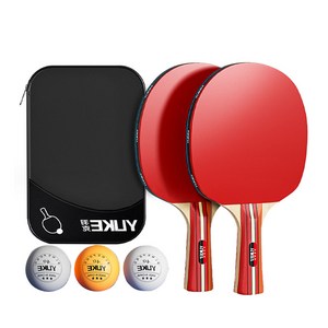 쉐이크핸드 탁구라켓 탁구채 세트 라켓 2P+탁구공 3p+파우치 세트, 1개
