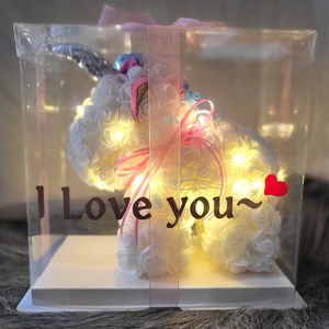 장미곰돌이 유니콘 인형꽃다발[I Love you레터링/LED포함], 혼합색상