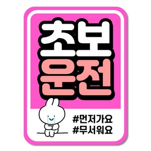 라케스 초보운전 스티커 / 자국없는 리무버블 스티커, 1개, 03세로형_핑크