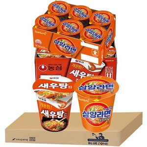 블루존 새우탕 소컵라면 67g (6입)+삼양라면 소컵라면 65g (6입)