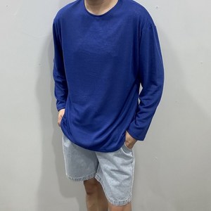 6컬러 남자 여름 루즈핏 보트넥 얇은 린넨 긴팔티 입술넥 시원한 쿨링 티셔츠