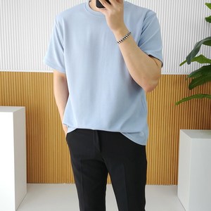 로니제이 남자 여름 무지 라운드 스판 이너티 레이어드 반팔 티셔츠
