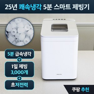 웰핀 5분완성 AI 제빙기 초슬림형 저전력 대용량 25년형, 퓨어화이트