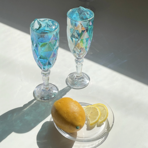 헤이루미 홈카페 고블렛 잔, 2개, 크리스탈 오로라 고블렛