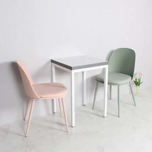 캔디쿠션3W 2인용세트 의자 두개 테이블 한개 식탁 카페 업소용 사각테이블, 그레이2개, 백마블, 600x600