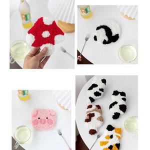 티코스터 펀치니들 DIY 자수 키트 컵받침 만들기 키트, SKC 니들, 옆모습판다, 1개